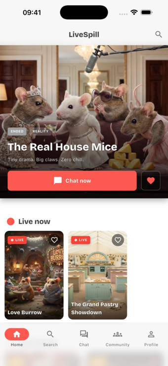 LiveSpill app screenshot